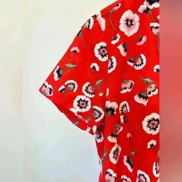 J.Crew Women's Red Floral Tie-Front Button-Up Shirt Size S Casual - Picture 5 of 9
